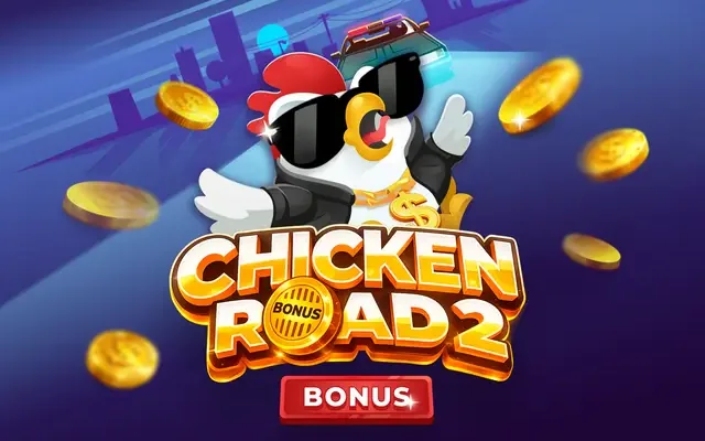 Écran du jeu Chicken Road 2 Bonus avec la poule en lunettes de soleil