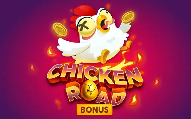 Écran du jeu Chicken Road Bonus avec la poule et des flammes