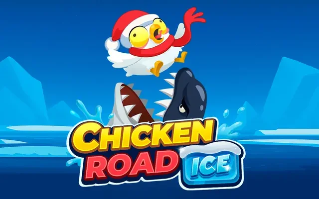 Écran du jeu Chicken Road Ice avec la poule sur la banquise